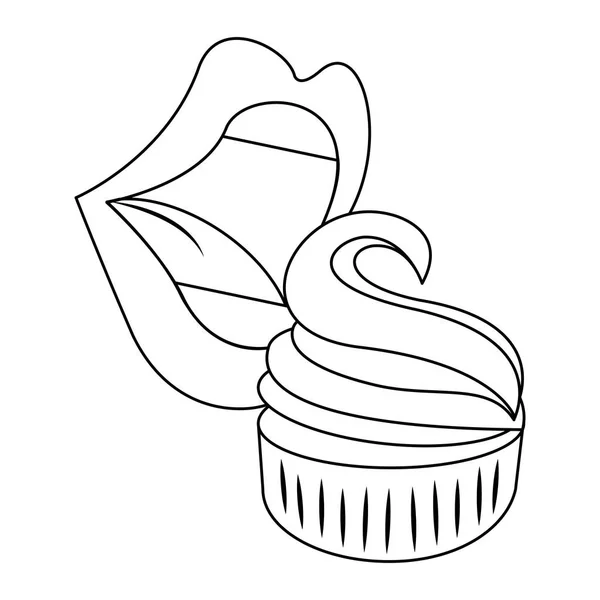 Süße Muffin- und Mundgestaltung — Stockvektor