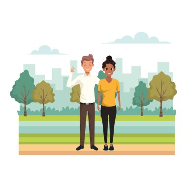 Parktaki çizgi film çifti