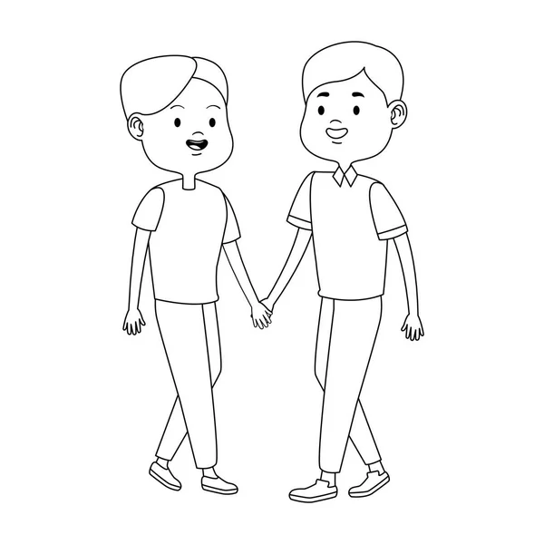 Dibujos animados pareja adolescente icono, diseño plano — Vector de stock