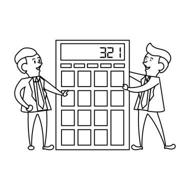 İşletme yöneticisi şirket adamları siyah beyaz karikatür