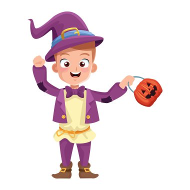 Sihirbaz kostümlü küçük çocuk