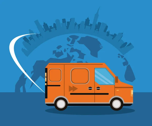 Transporte mercancías logística carga dibujos animados — Vector de stock