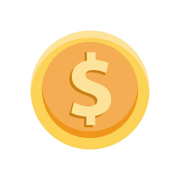 Pièce argent dollar isolé icône — Image vectorielle