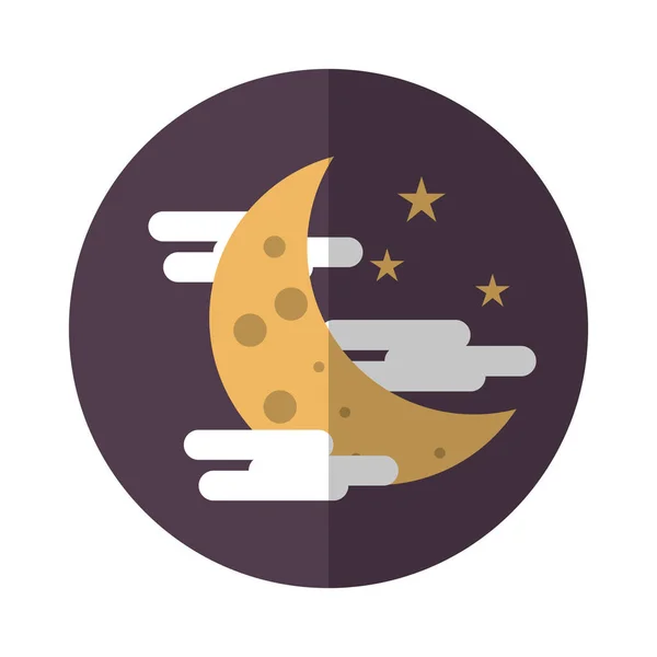 Luna notte halloween isolato icona — Vettoriale Stock