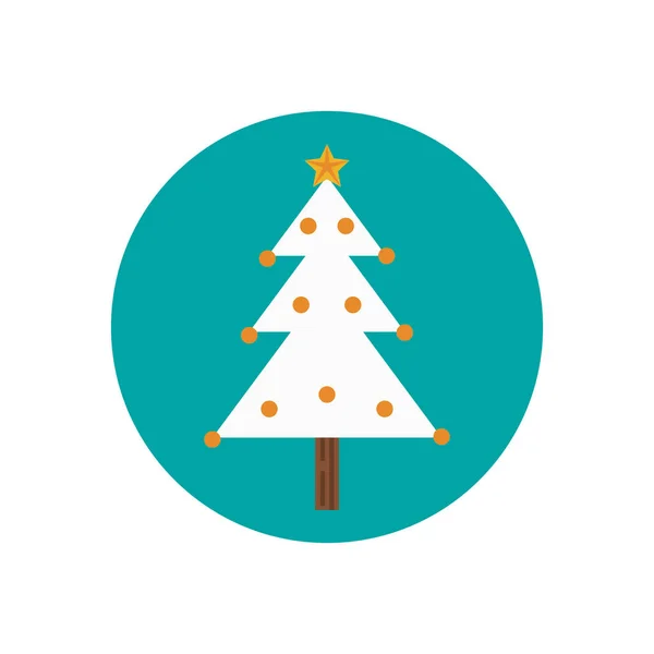 Feliz árbol de pino de Navidad icono — Vector de stock