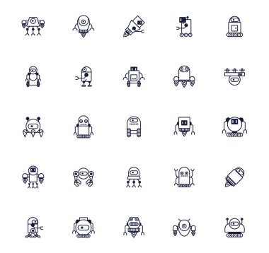 Bir yığın robot cyborg simgeleri