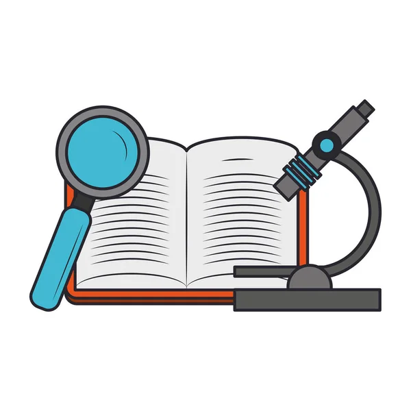 Magnifying glass and academic book design — Stock Vector