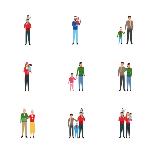 Ensemble de la famille et des personnes avec des enfants, design coloré — Image vectorielle