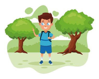 sevimli sevimli genç çocuk karikatür