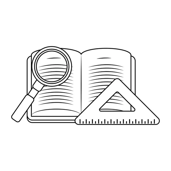 Magnifying glass and academic book design — Stock Vector