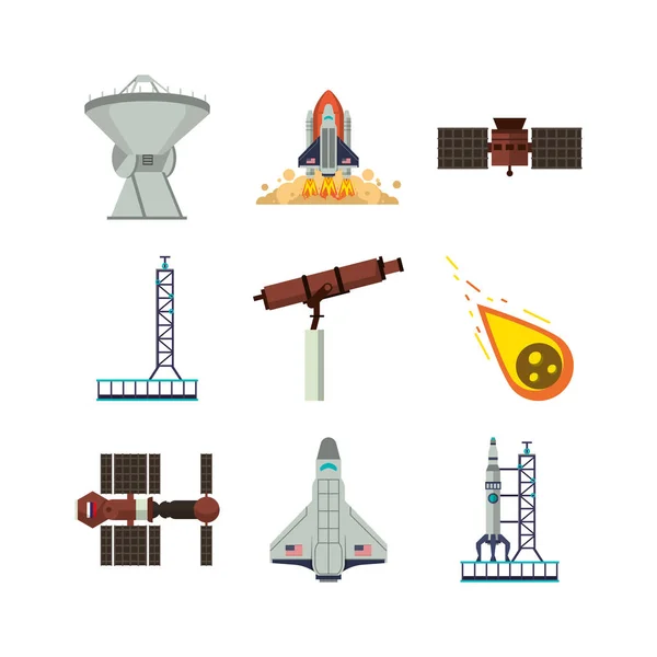 Bundle of space set icons — 스톡 벡터