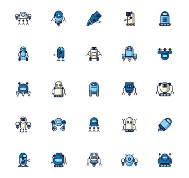 Bir yığın robot cyborg simgeleri