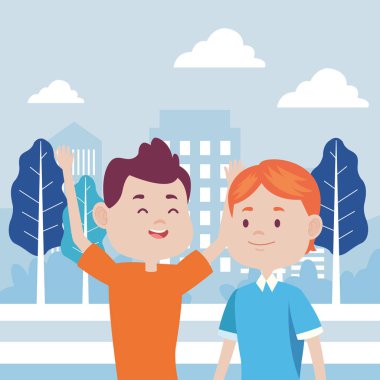 Delikanlılar şehirdeki karakter dostları.