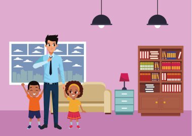 Afro erkek ve kız ile aile tek baba