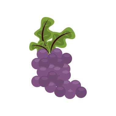 Üzümler, meyveler ve yapraklar.