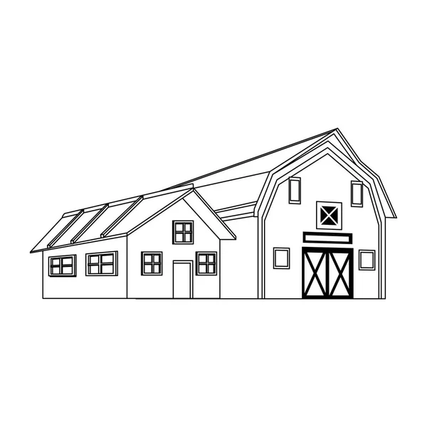 Casa y madera Granja granero diseño — Vector de stock