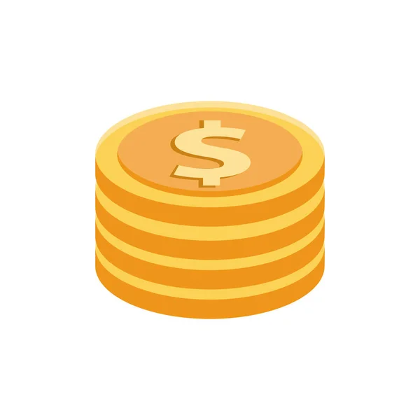 Munten dollars geld geïsoleerd pictogram — Stockvector