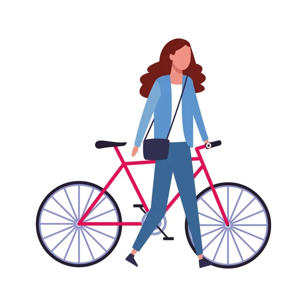 Avatar jeune femme et icône de vélo — Image vectorielle