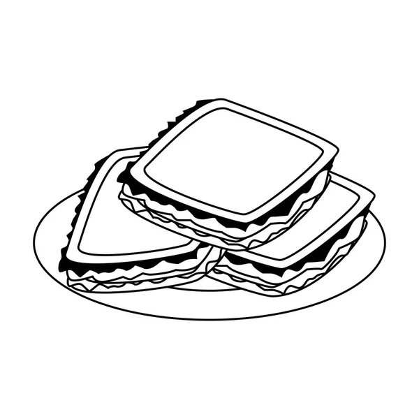 Plate with sandwiches icon, flat design — Stock Vector