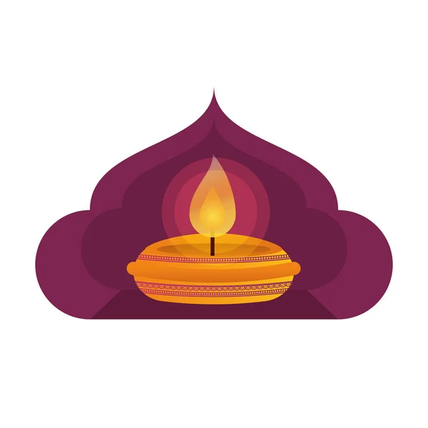 Happy diwali candle traditional icon — 스톡 벡터