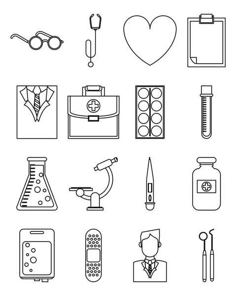 Zbiór ikon zestawu nauk laboratoryjnych — Wektor stockowy