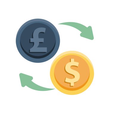 Dolar ve sterlin. Bozuk para simgeleri.