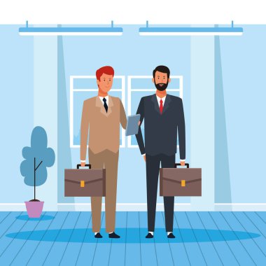 karikatür iki iş ortağı, renkli tasarım