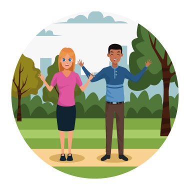 Parktaki mutlu adam ve kadın