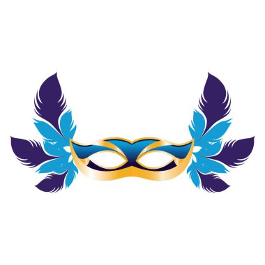 Tüylü maske, renkli düz tasarım.