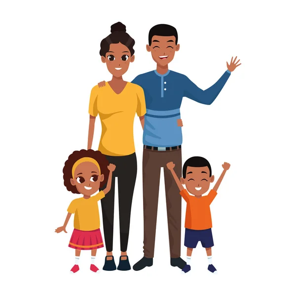 卡通快乐家庭图标，五彩斑斓的平面设计 — 图库矢量图片