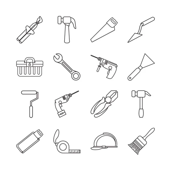 Bundle of construction tools set icons — Stock vektor