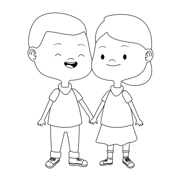 Desenhos animados crianças pequenas felizes de pé —  Vetores de Stock