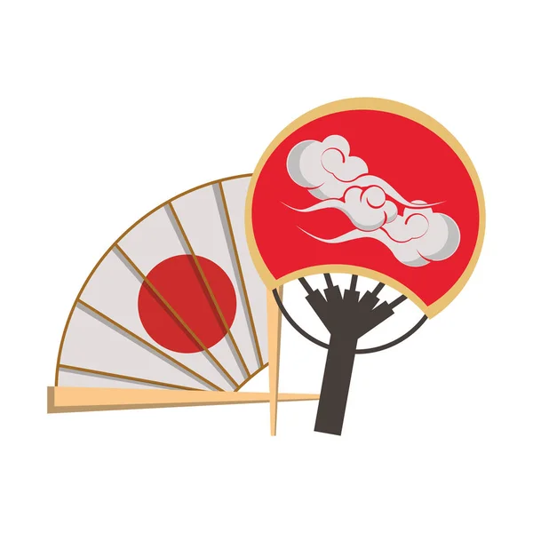 Diseño japonés Uchiwa Fan — Vector de stock