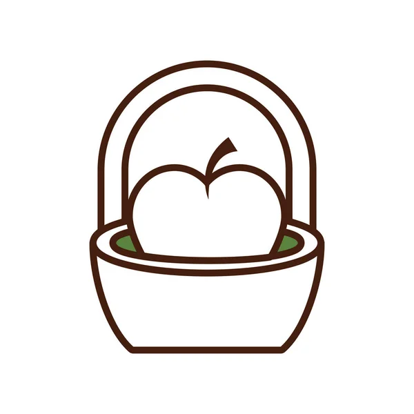Jablko čerstvé ovoce v košíku — Stockový vektor