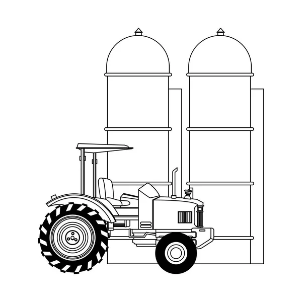 Αγροτικό φορτηγό και σχέδιο σιταποθήκης — Διανυσματικό Αρχείο