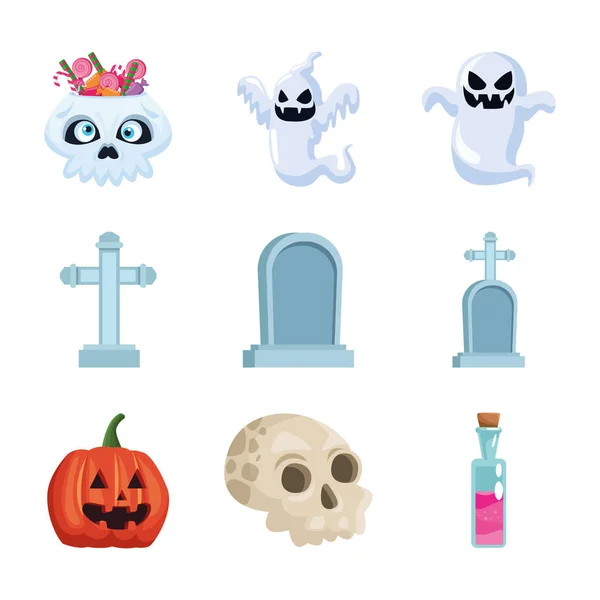 Bundel van Halloween set pictogrammen — Stockvector