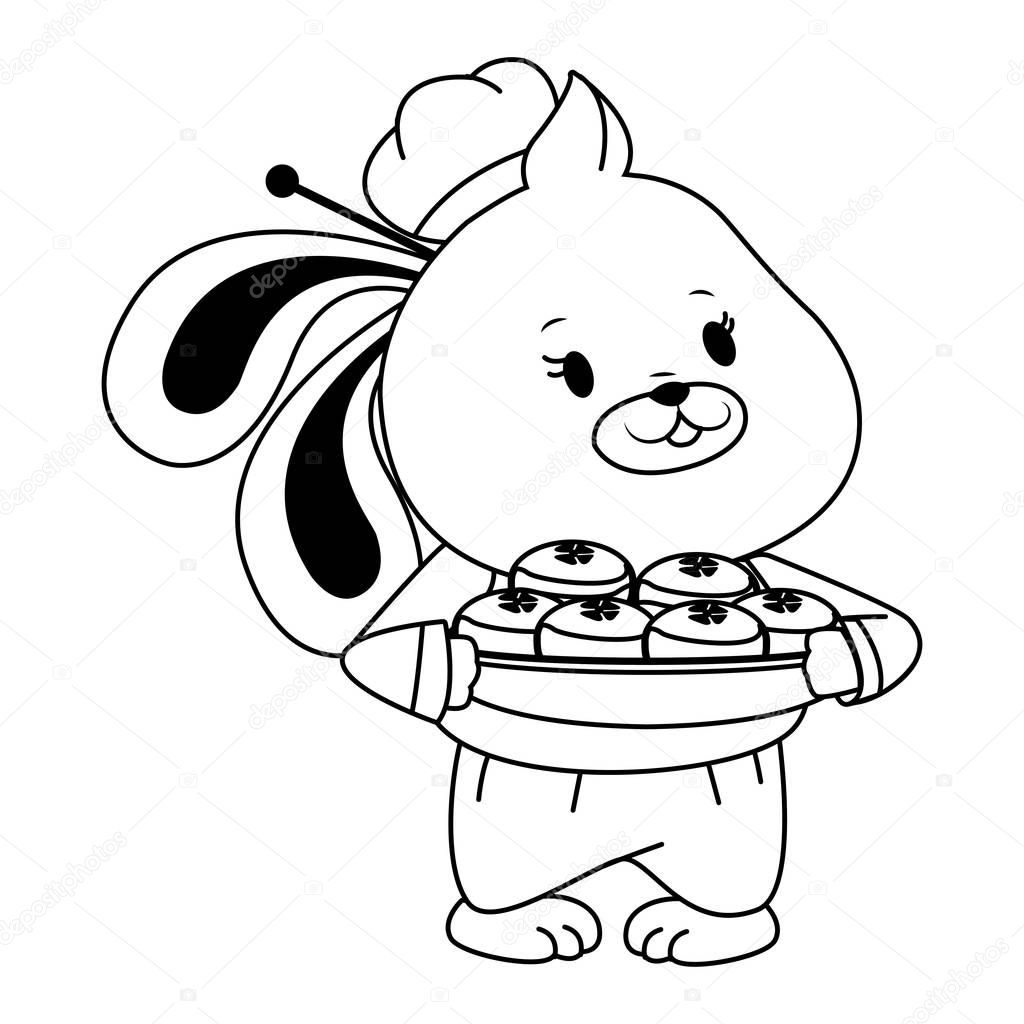Cartoon Rabbit and food icon, flat design