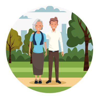Parktaki yaşlı kadın ve adam