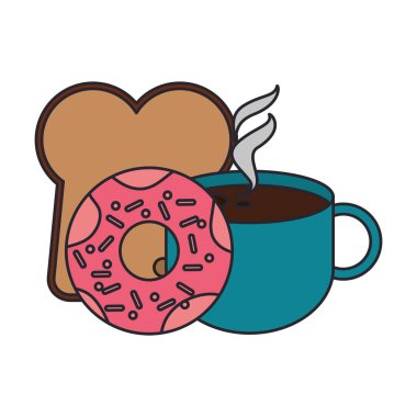 Kahve fincanı ve çörek tasarımı.