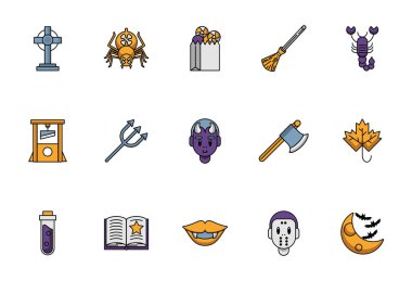 Cadılar Bayramı set simgeleri demeti