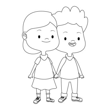 Çizgi film çocukları, düz dizayn.