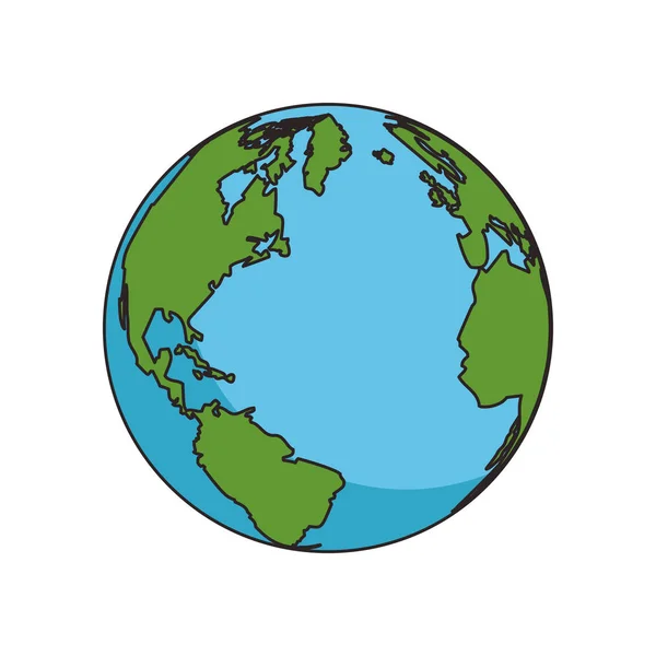 Икона планеты Земля, плоский дизайн — стоковый вектор