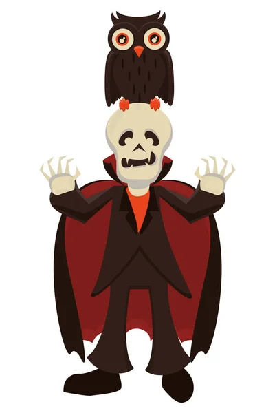 Divertido disfraz de Drácula personaje de Halloween — Vector de stock