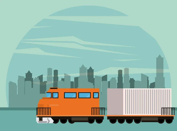 Transportation merchandise logistic cargo train cartoon — 스톡 벡터
