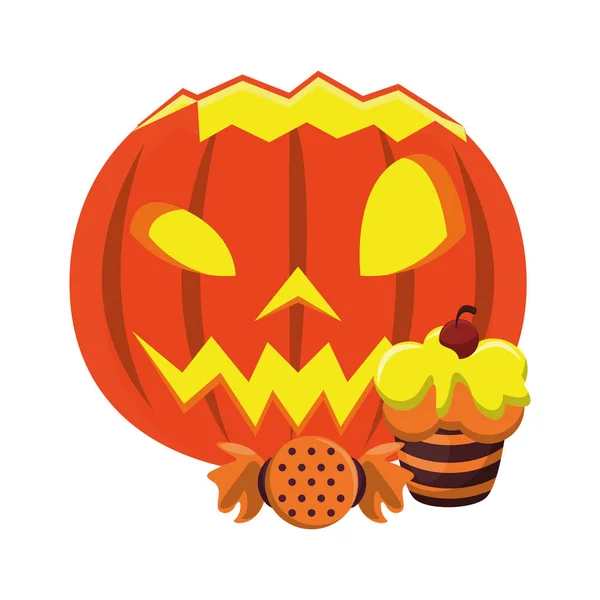 Halloween sweet candies with pupmkin — Stock Vector