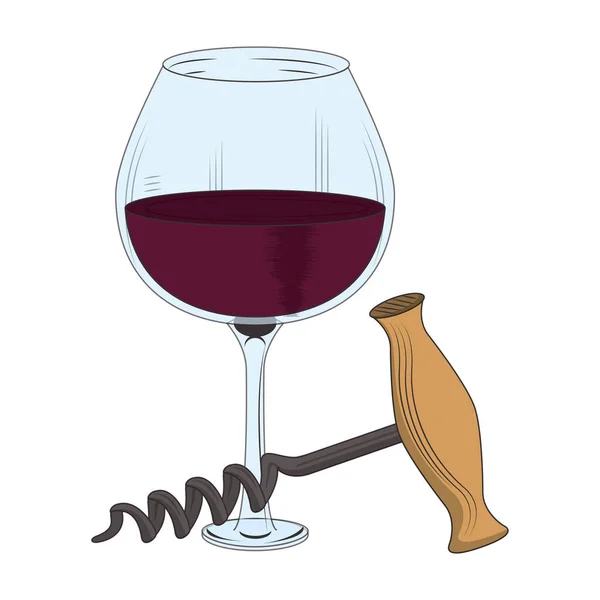 Corkscrew and wine glass design — 스톡 벡터