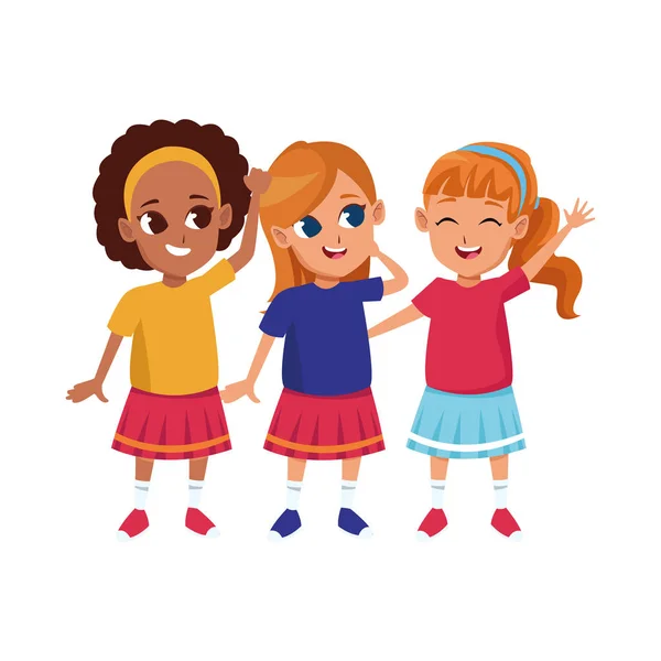 Joyeuses petites filles icône souriante, design plat — Image vectorielle