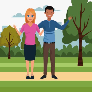 Parktaki mutlu genç çift