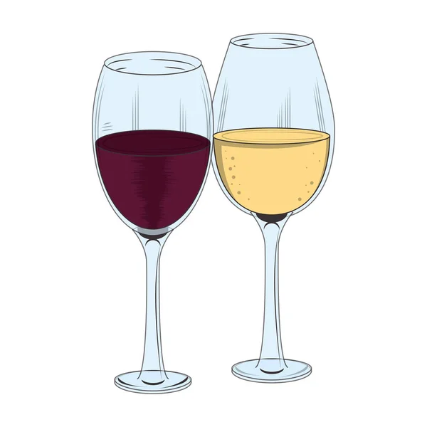 Icône de verres à vin image, design plat — Image vectorielle