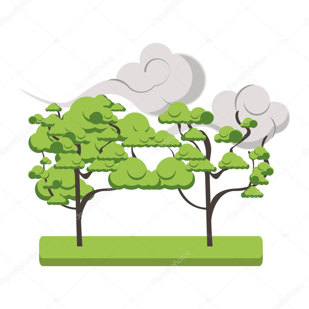 clouds and trees icon design